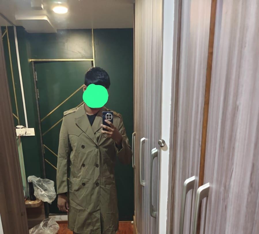 Customer photo review of Original Italian army trenchcoat Khaki Blue plain color raincoat military issue