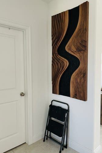 Customer photo review of Vertical Wood Wall Art With River Wave Relief Design