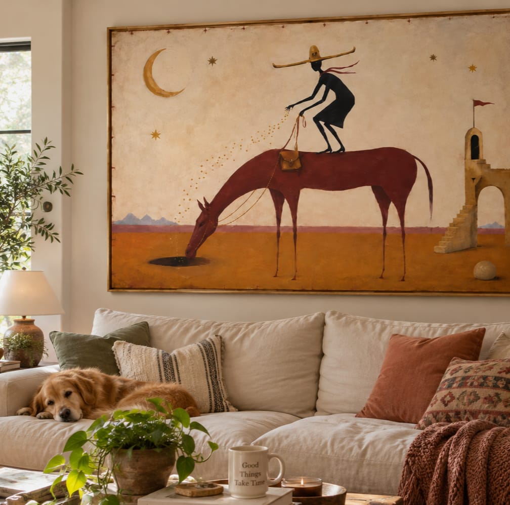 Customer photo review of Moon Dust Rider-Surreal Desert Horse Painting