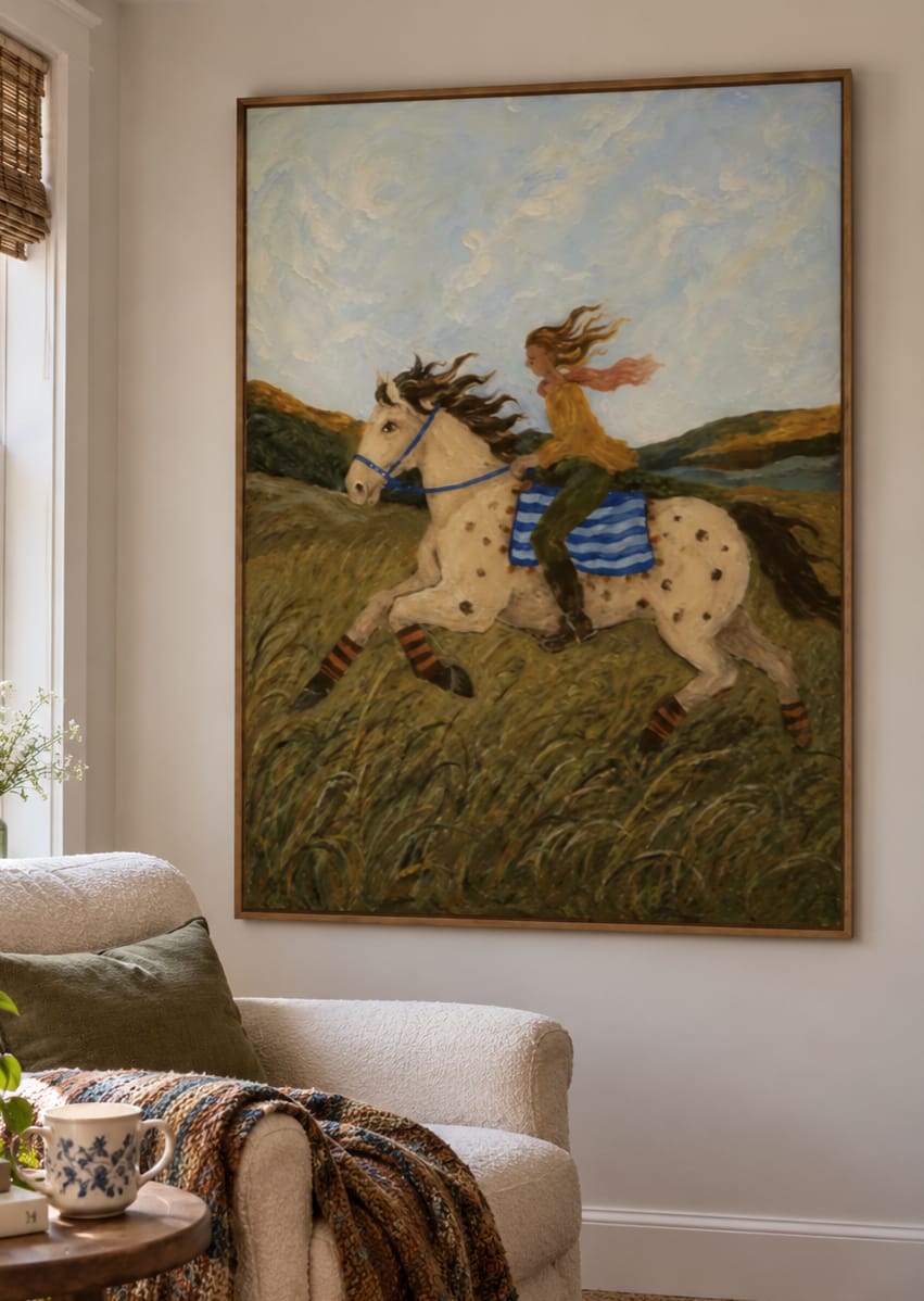 Customer photo review of Meadow Run-Spotted Horse Rider Painting