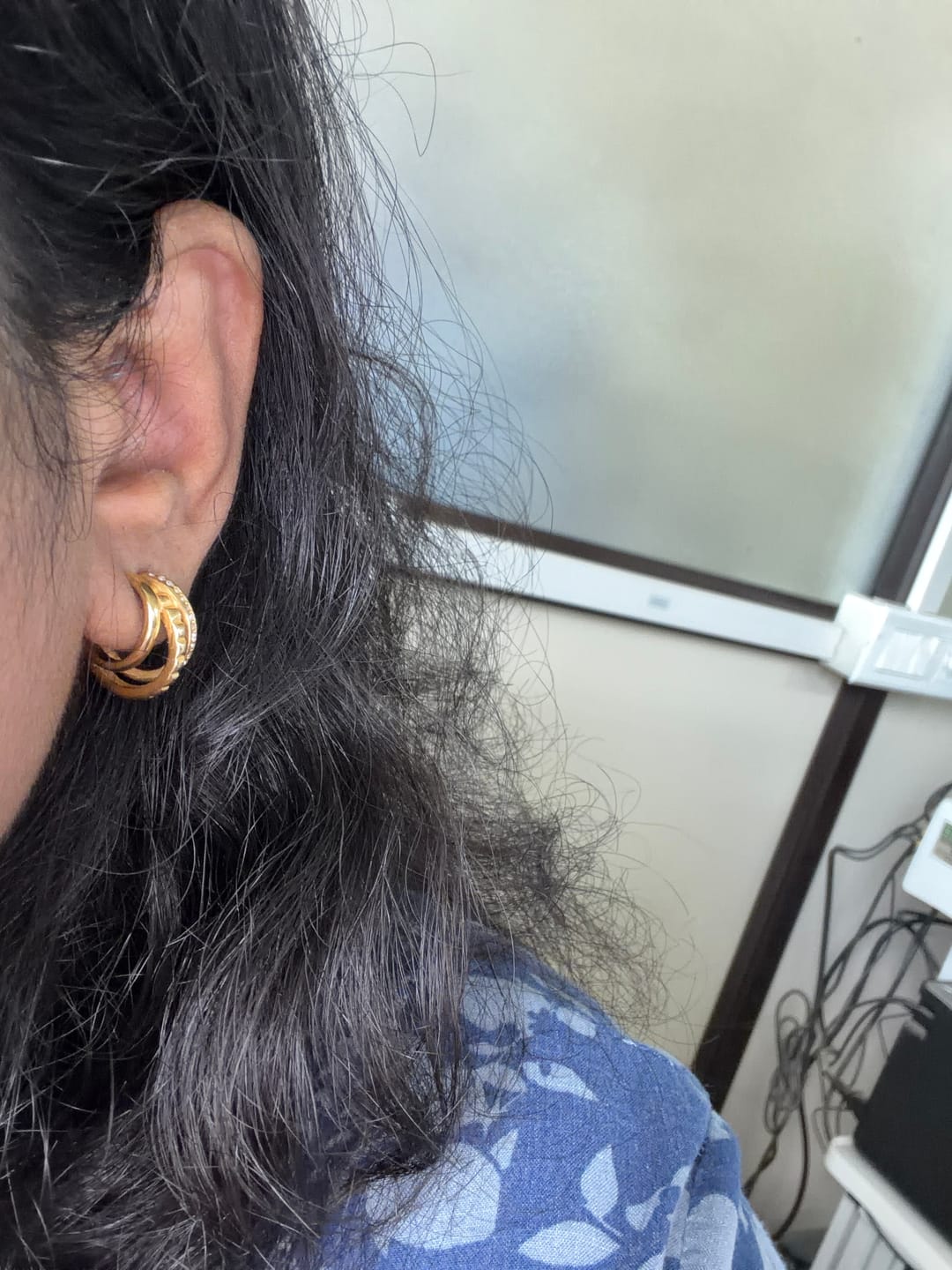 Customer photo review of Stacked Curve Hoop Earring