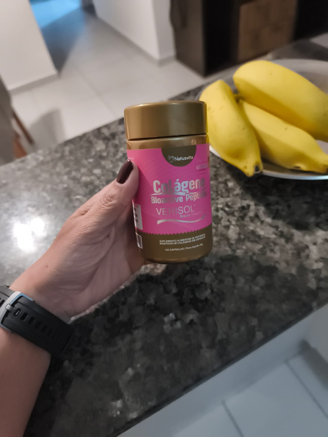 Customer photo review of Colágeno Verisol Puro com Bio Peptídeos. 120 Cápsulas