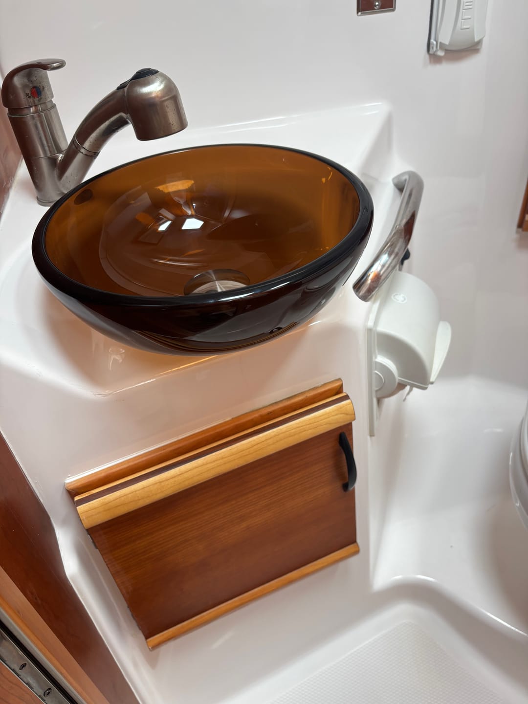 Customer photo review of Mini 12" Clear Tea Round Glass Vessel Bath Sink, TIS-168T-12