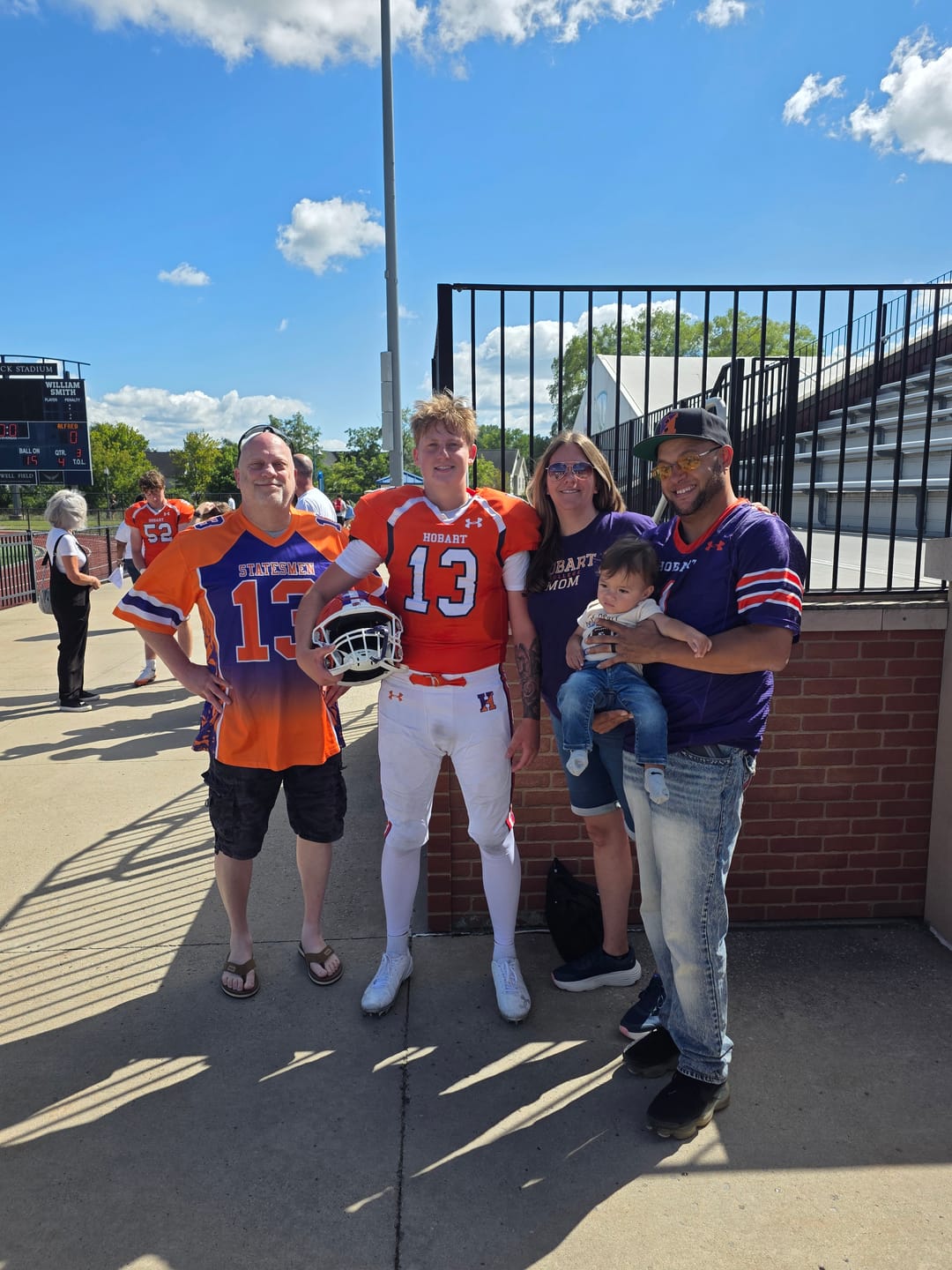 Customer photo review of Custom Purple Orange Gradient Personalized Side Pattern Authentic Football Jersey