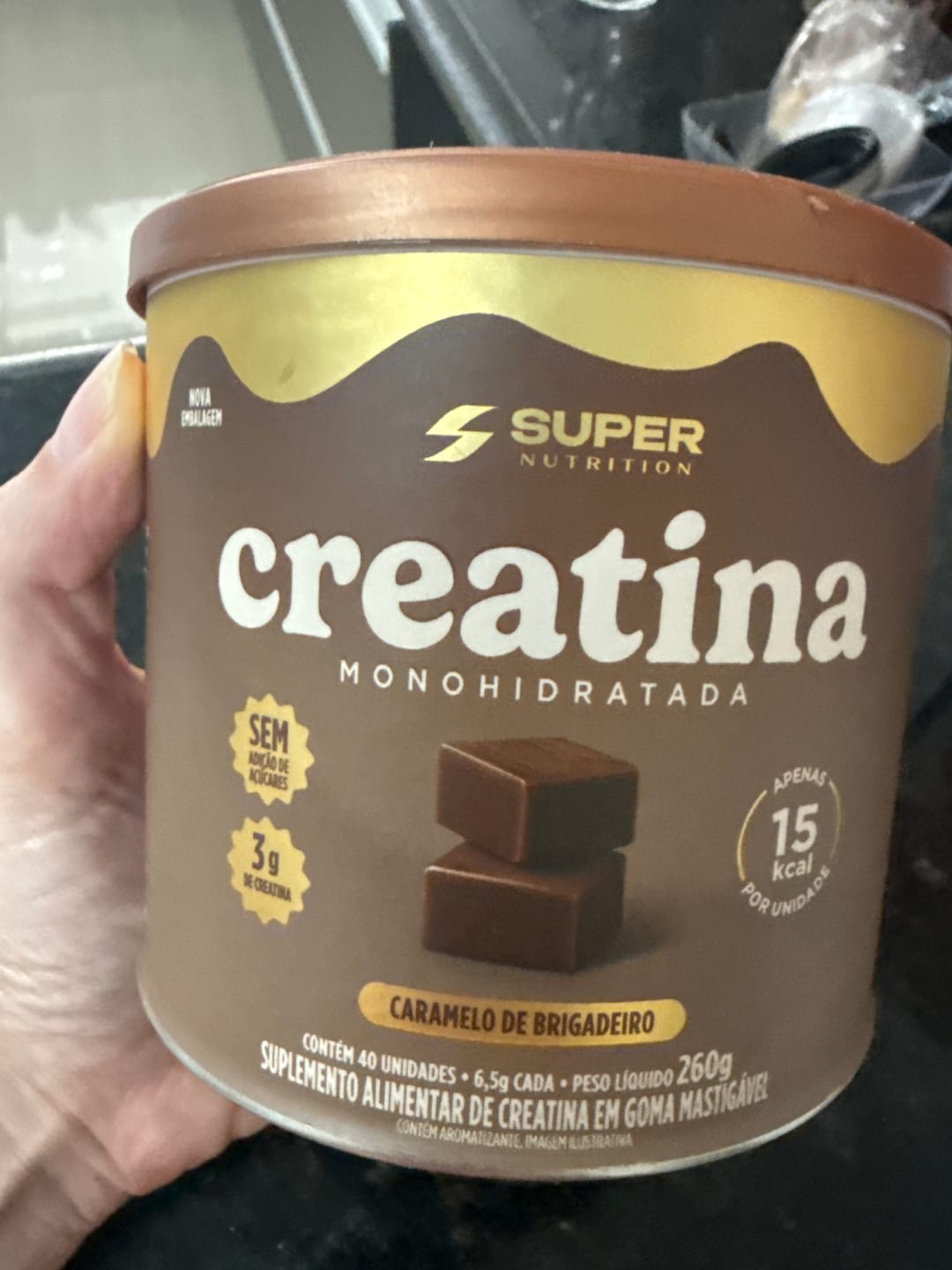 Customer photo review of Caramelo Creatina Brigadeiro