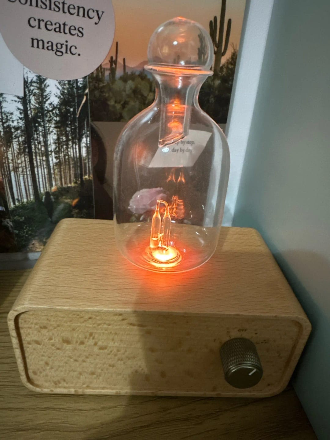 Customer photo review of Waterless Essential Oil Diffuser – Wood & Glass