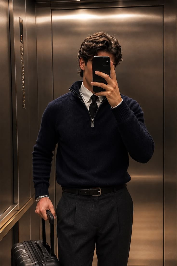 Customer photo review of York Quarter Zip Sweater