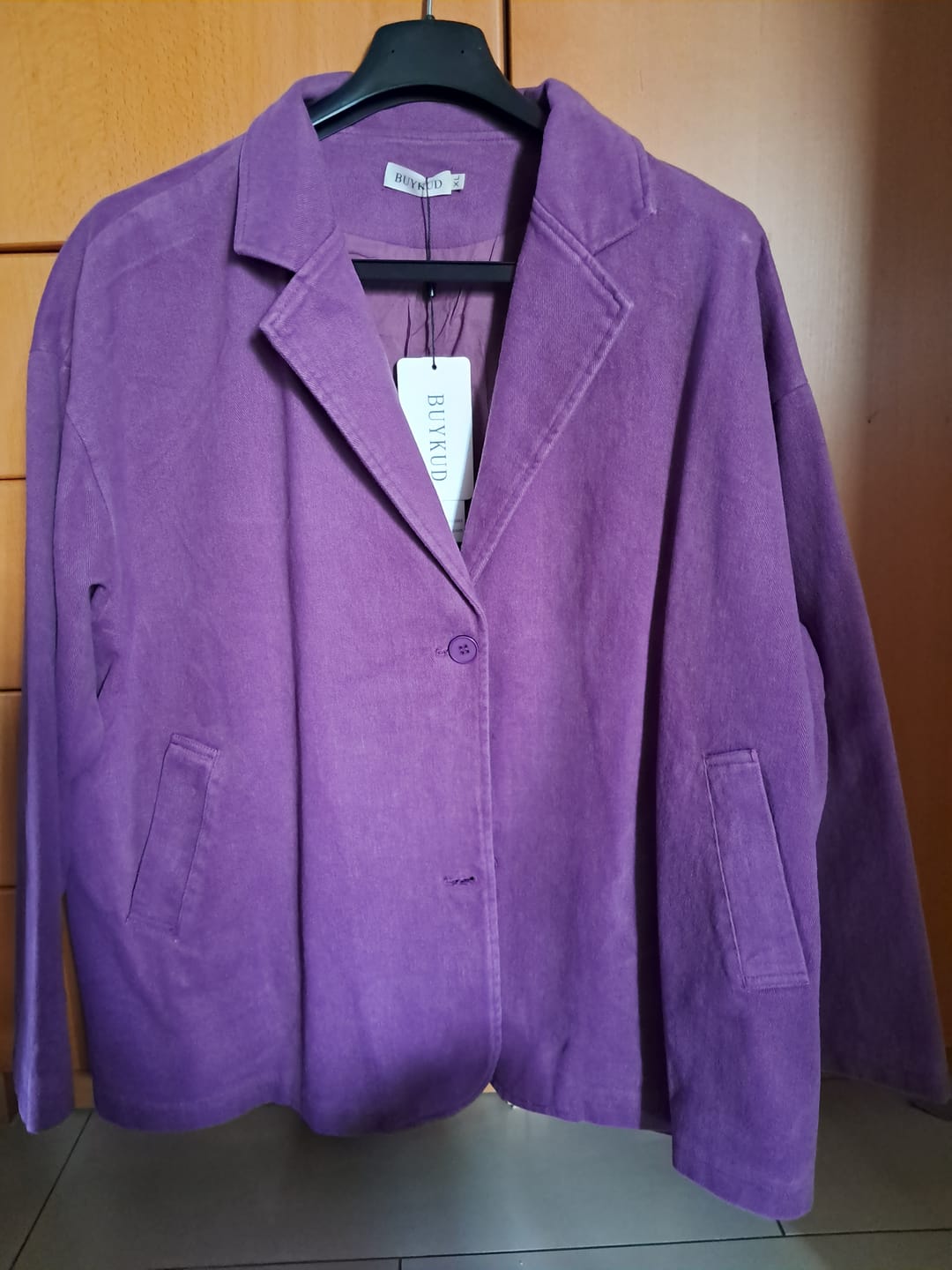 Customer photo review of Plus Size Women Autumn Pure Color Cotton Cardigan Coat