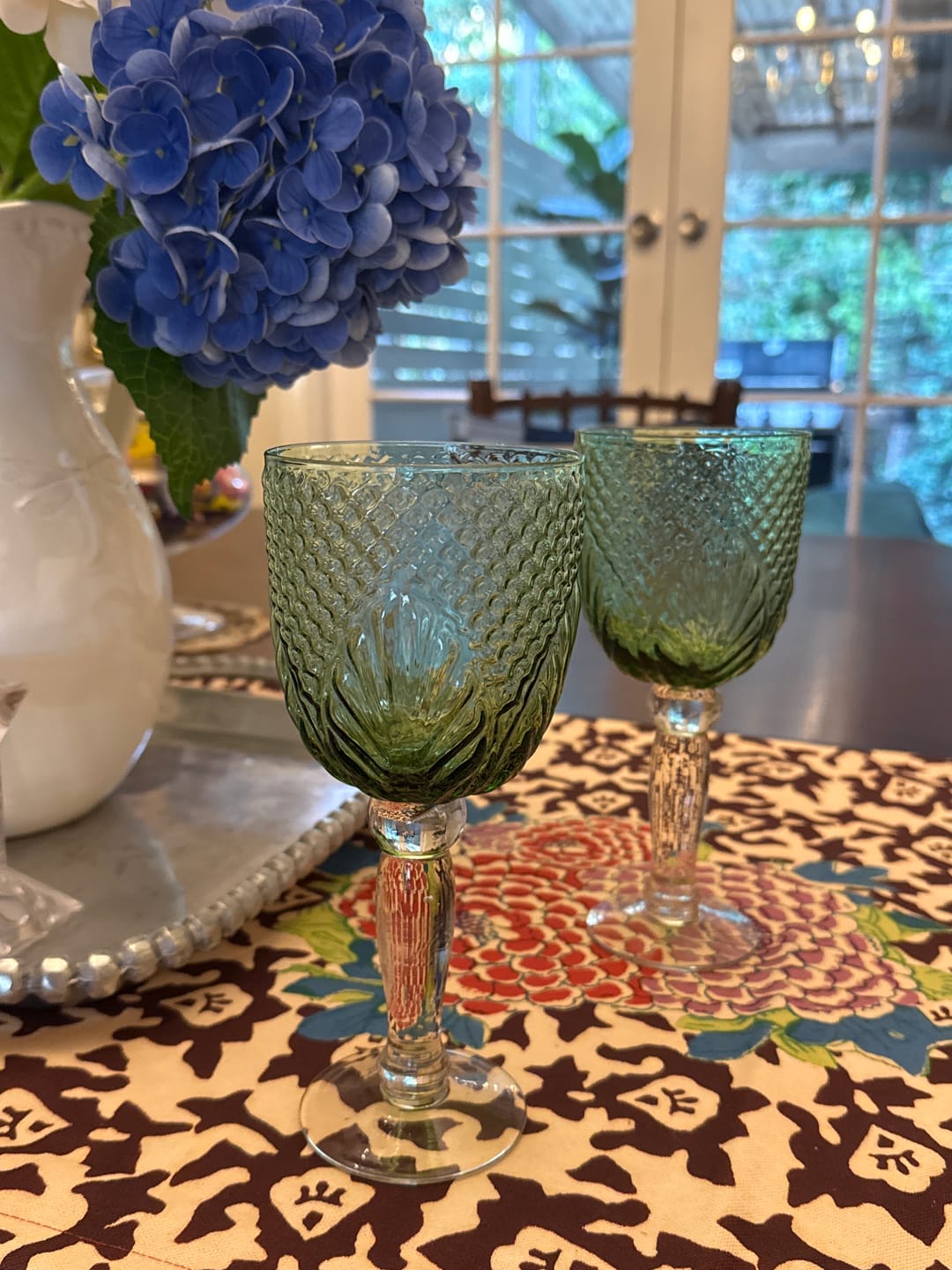 Customer photo review of Vintage Style Green Wine Goblets
