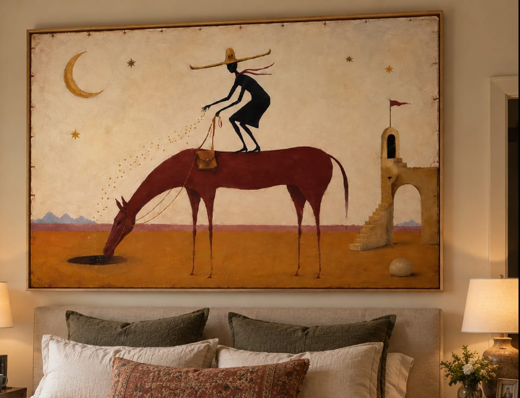 Customer photo review of Moon Dust Rider-Surreal Desert Horse Painting