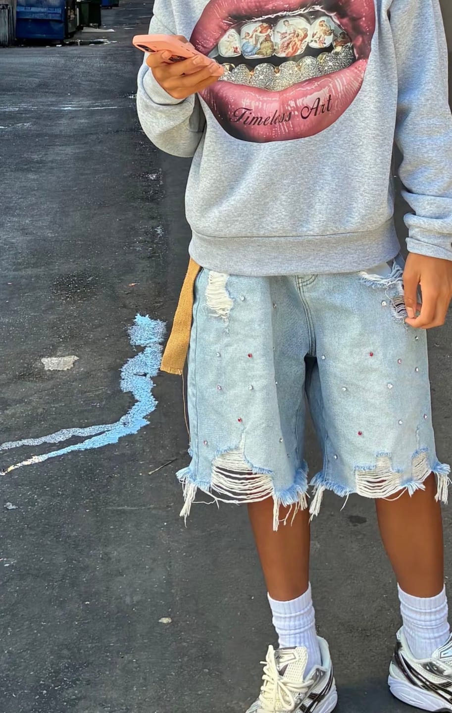 Customer photo review of Aelfric Eden Rhinestone Application Jorts