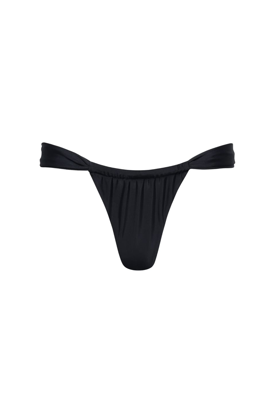 Customer photo review of Santorini Ruched Thong Bikini Bottom – Black