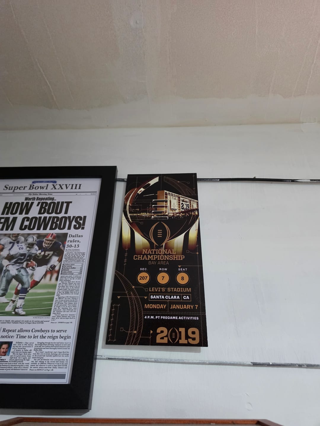 Customer photo review of Clemson Tigers 2019 National Championship Ticket Stub Single Layer Metal Wall Art