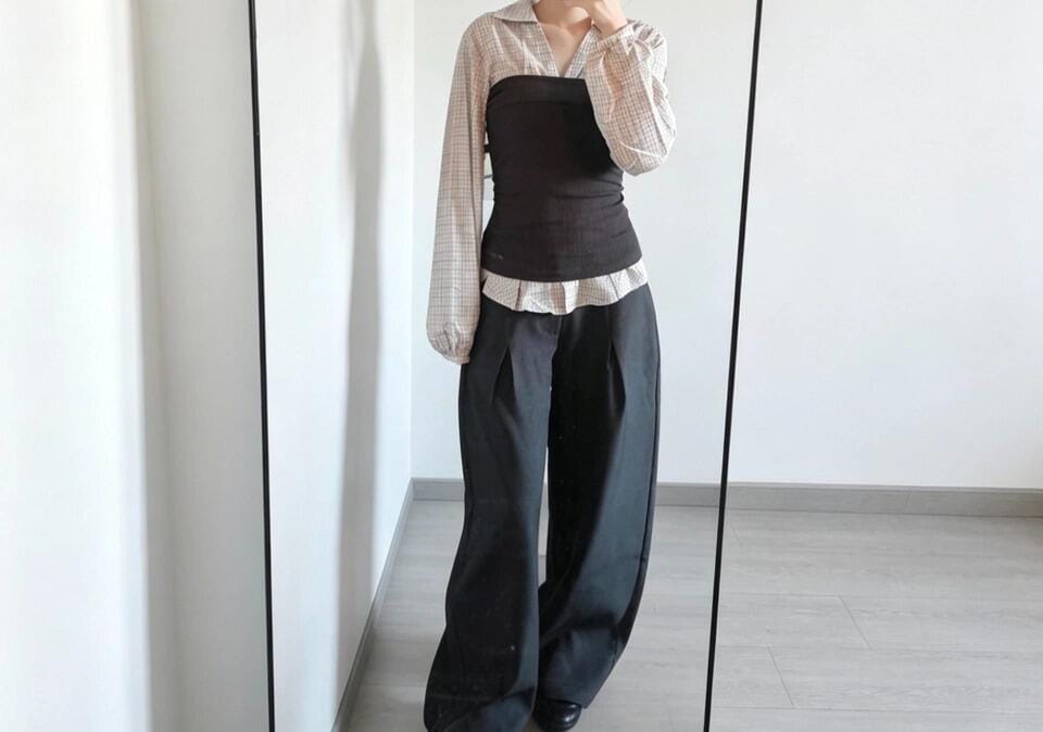 Customer photo review of Ariseism™ Women's Plaid Two-Piece Top