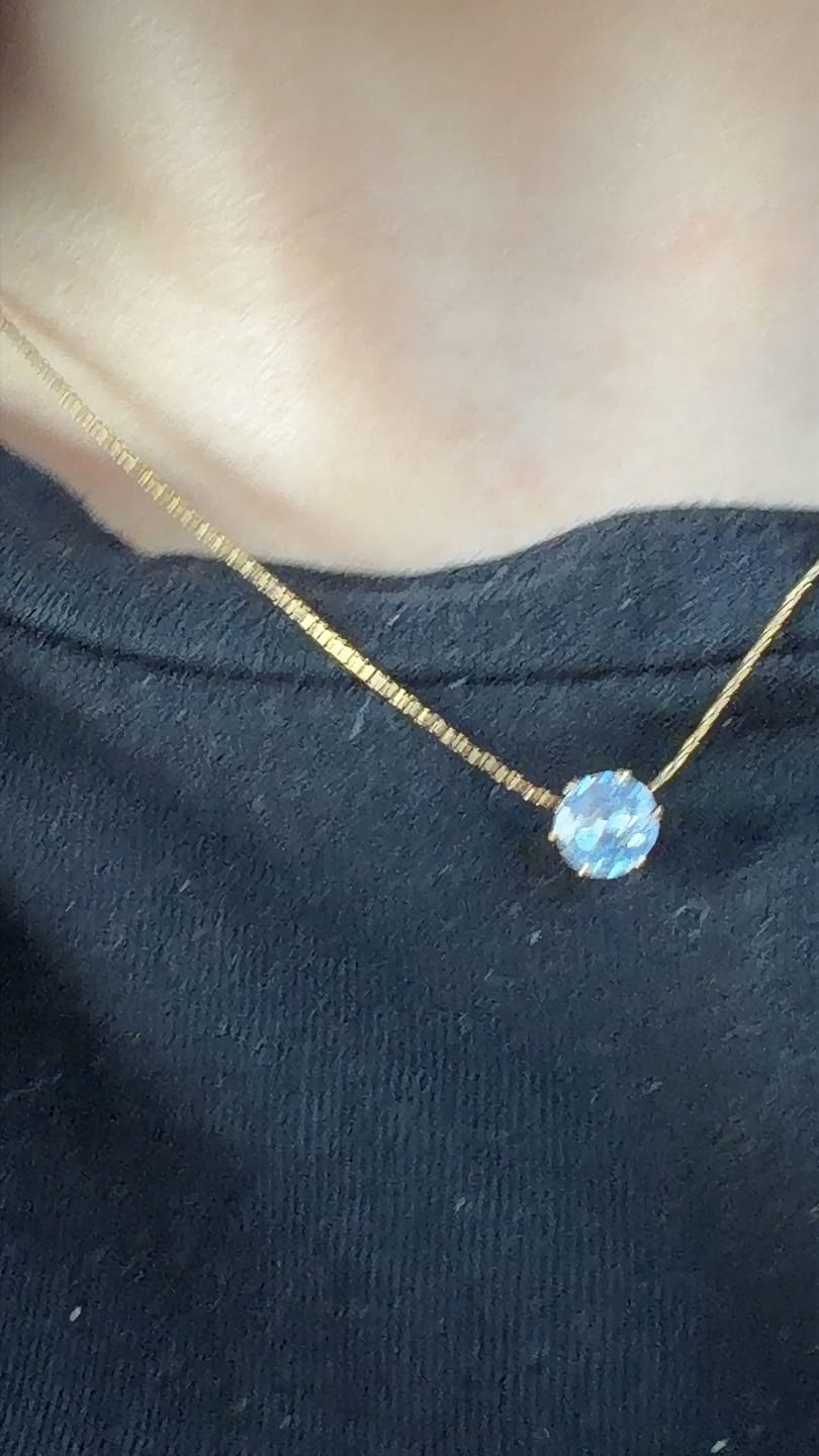 Customer photo review of Dainty Round Crystal Necklace