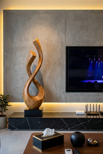 Customer photo review of Outdoor Abstract Wood Sculpture With Infinity Loop Design