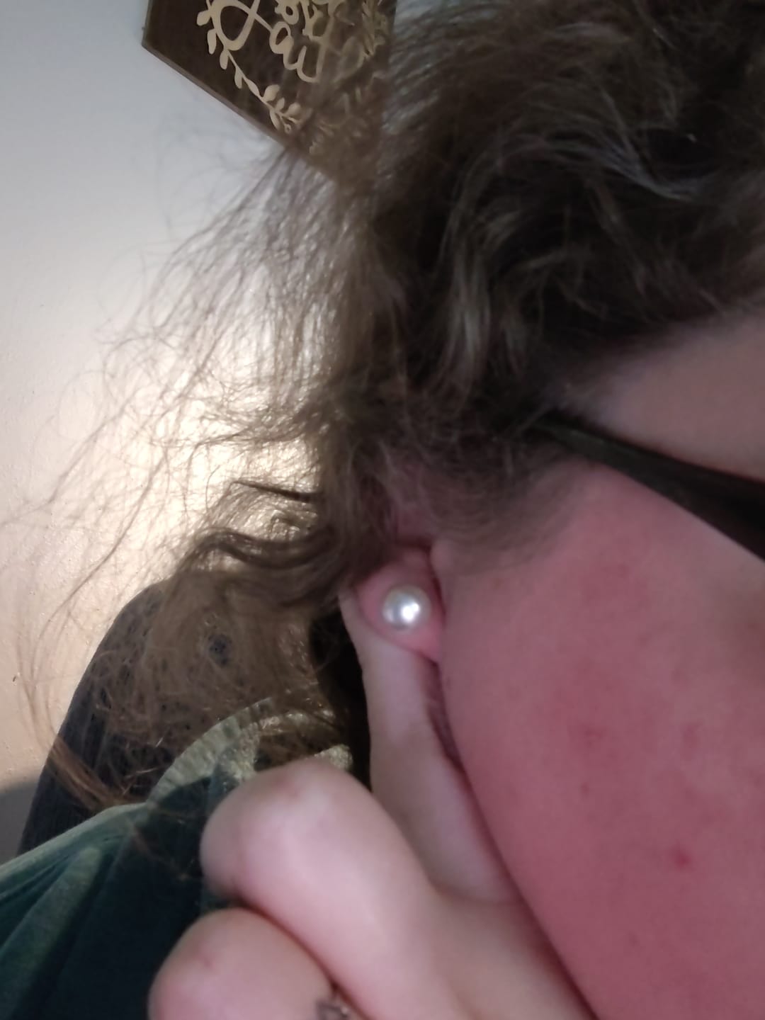 Customer photo review of Creamy Faux Pearl Studs Hypoallergenic Earrings for Sensitive Ears with Plastic Posts