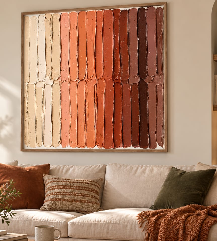 Customer photo review of Clay Rhythm-Terracotta Stripe Painting