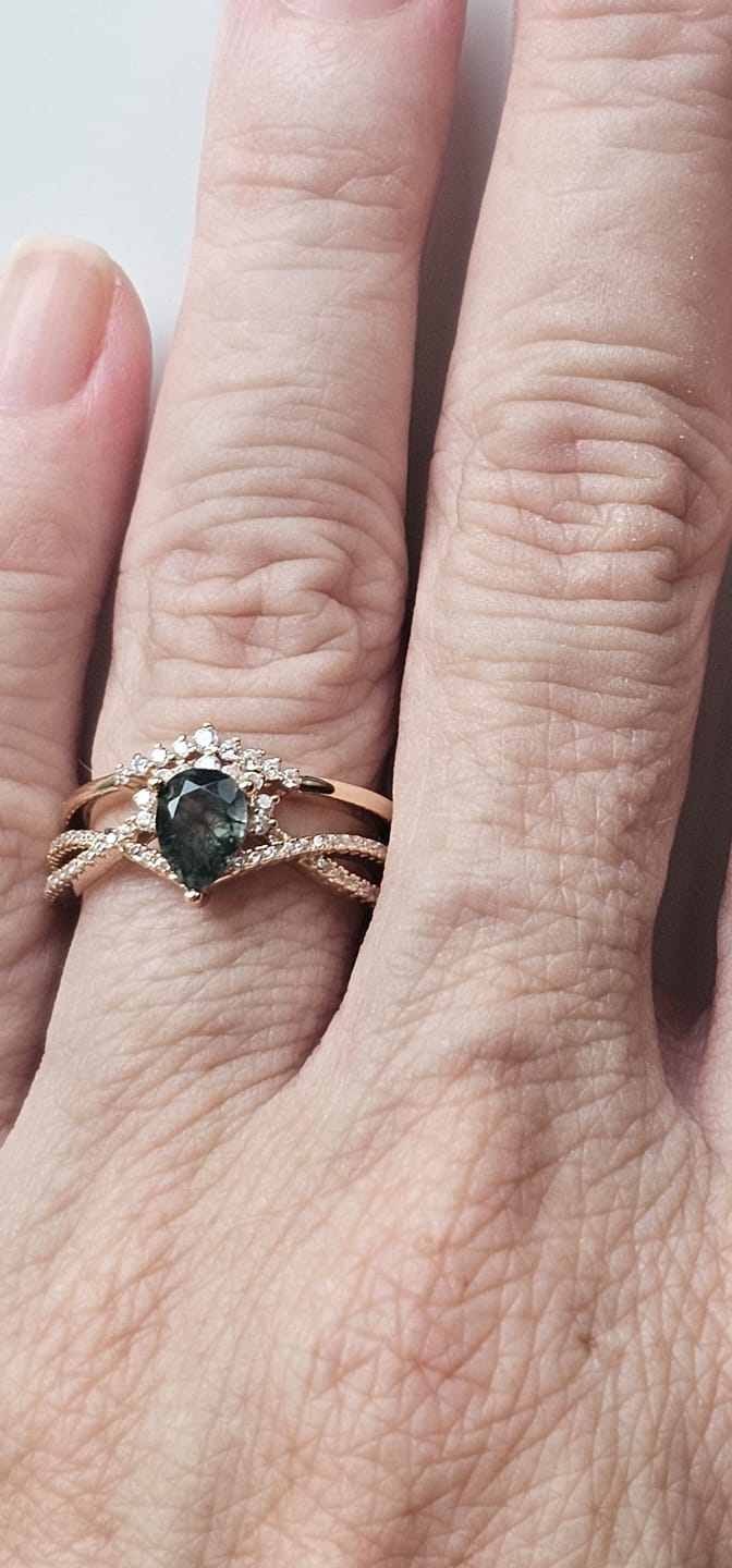 Customer photo review of Doppio Anello Agata Muschiata GOLD | Argento 925 placcato oro 14k - NON REGOLABILE
