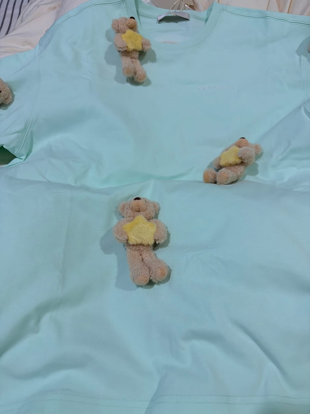 Customer photo review of 13DE MARZO Lumi Star Bear T-shirt Mint Green
