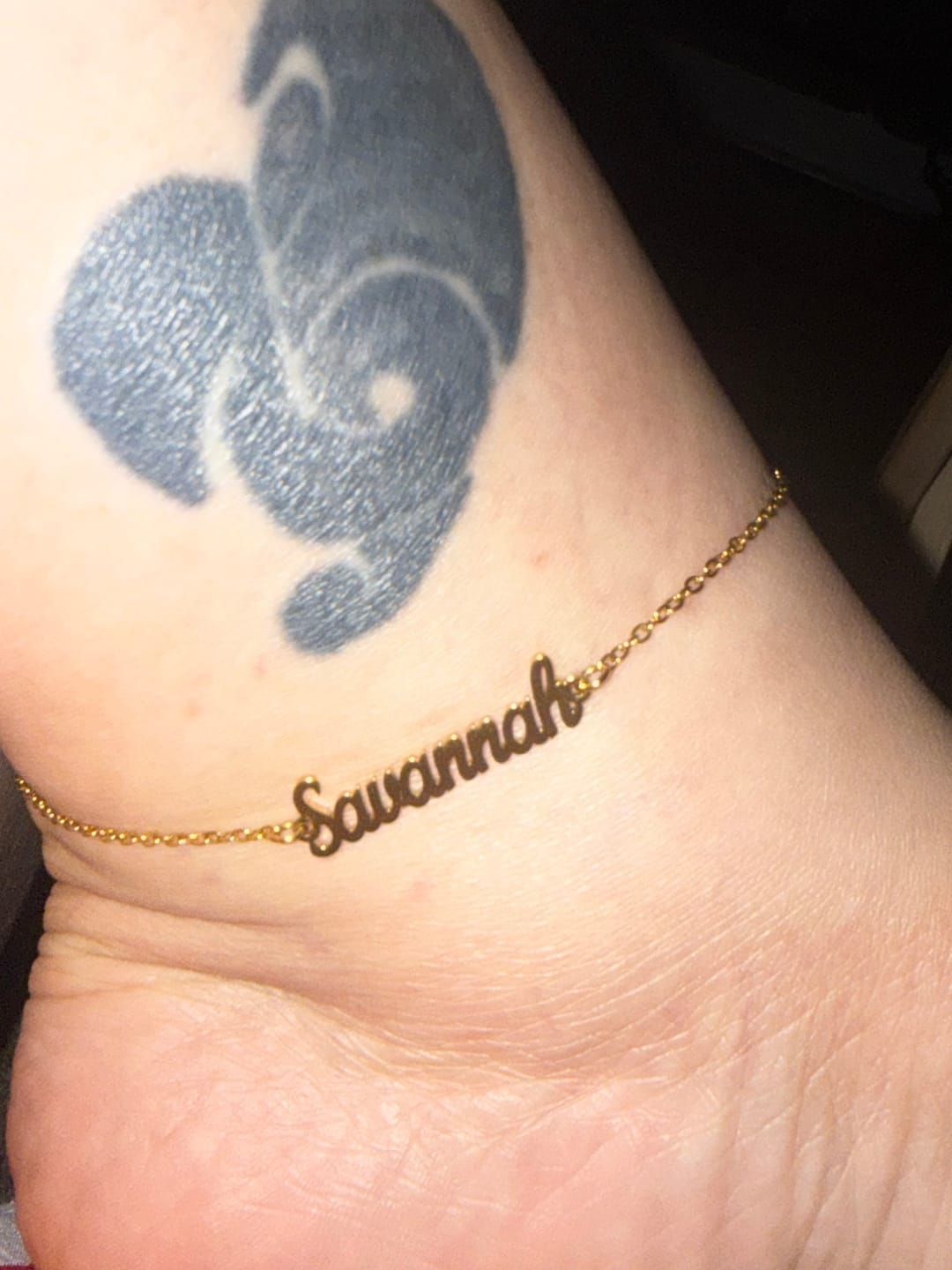 Customer photo review of Custom Name Anklet