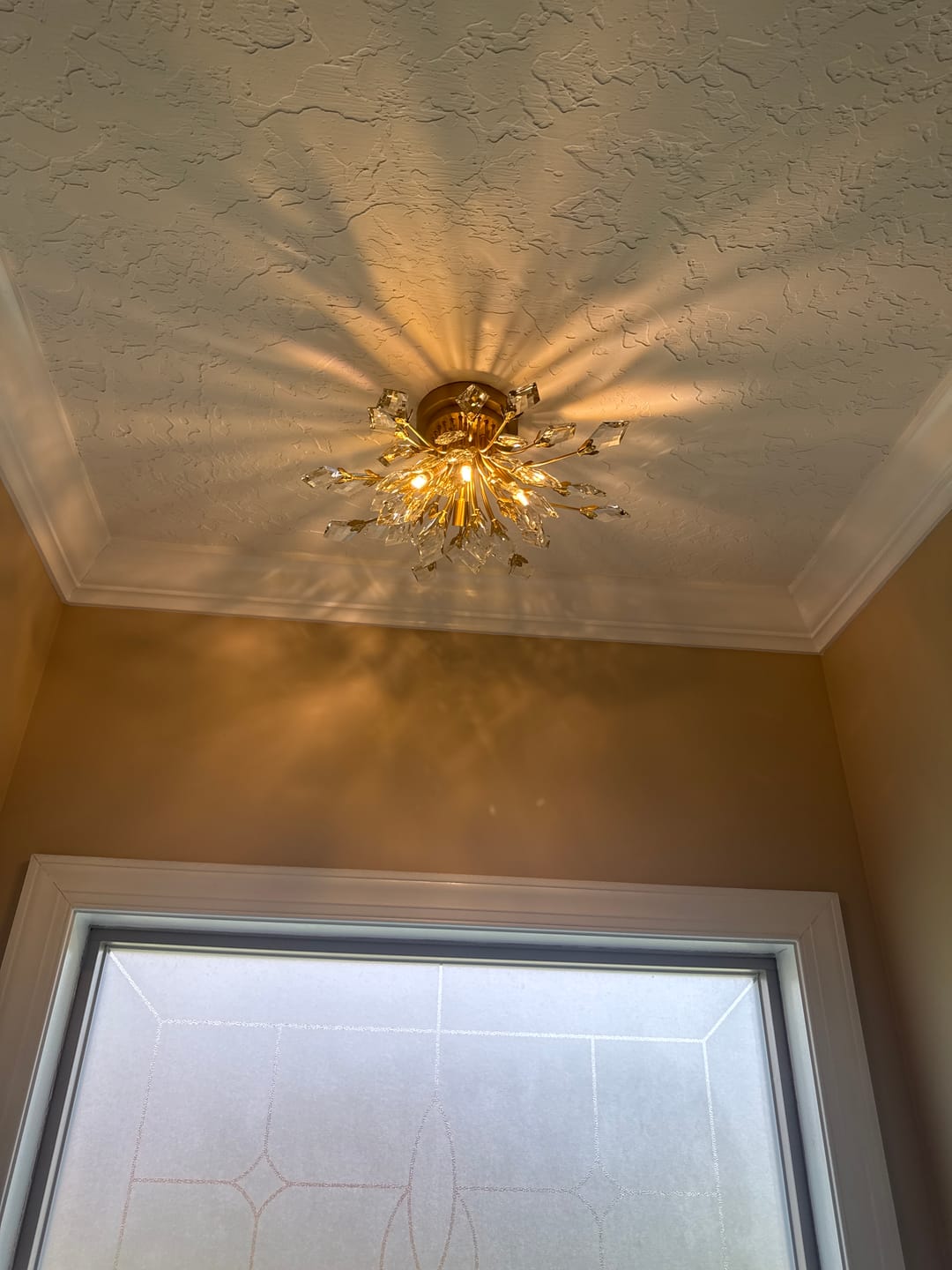 Customer photo review of 4-Light Bloom Crystal Leaf Semi Flush Mount Light