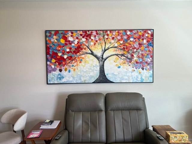 Customer photo review of Colorful Abstract Flower And Tree Textured Canvas Art #MF056