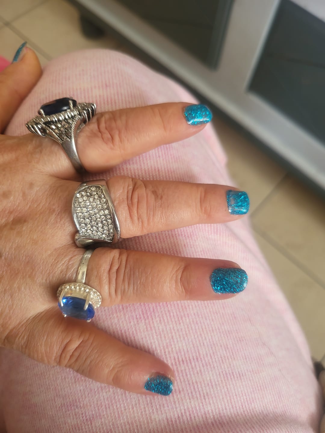 Customer photo review of Haze Blue Dipping Powder