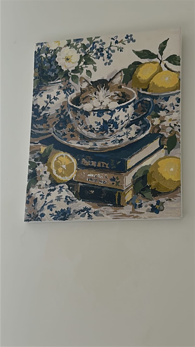 Customer photo review of Tea Time Whiskers | Paint by Number