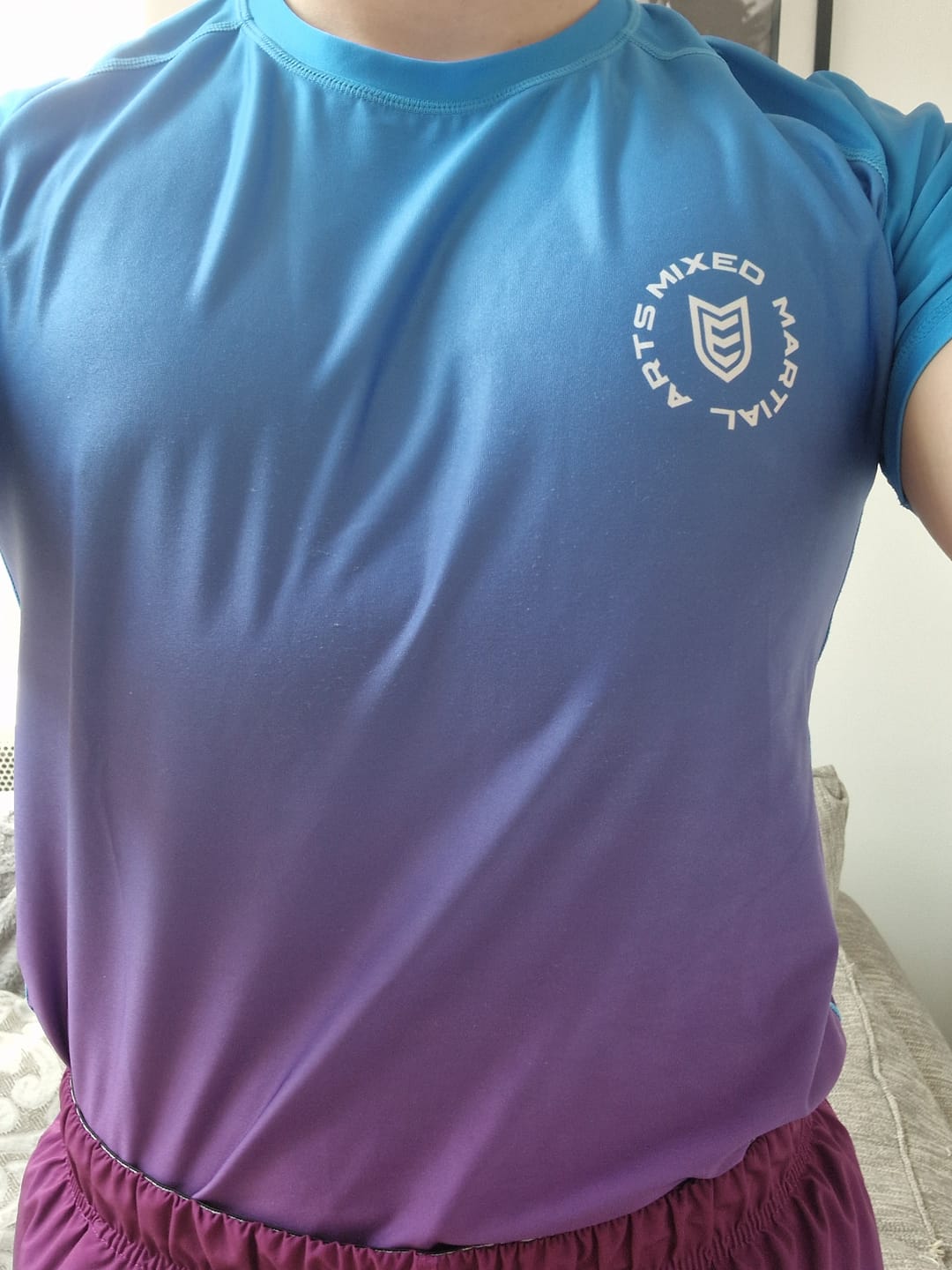 Customer photo review of Eryx Blue Gradient MMA Tee