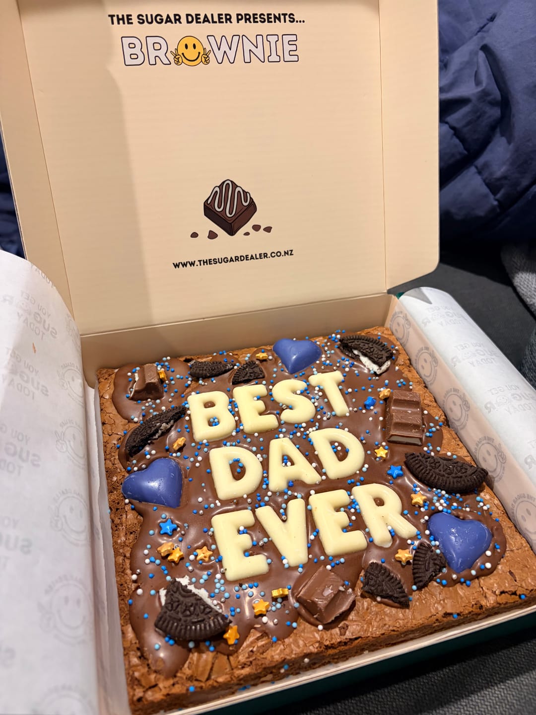 Customer photo review of Custom message fathers day brownie