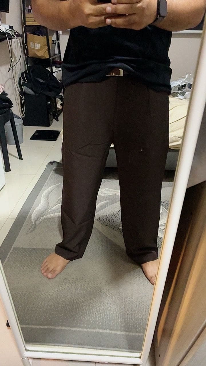 Customer photo review of Single Pleated Creasefree Work Trousers