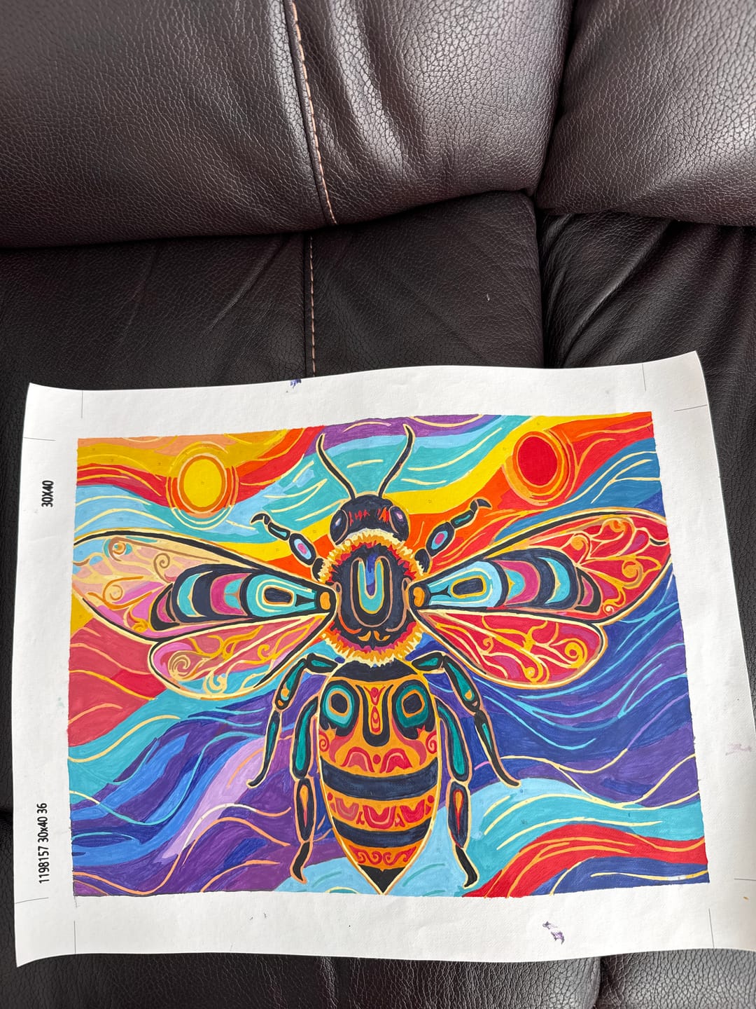 Customer photo review of Psychedelic Sacred Bee Portrait (Paint by Numbers)