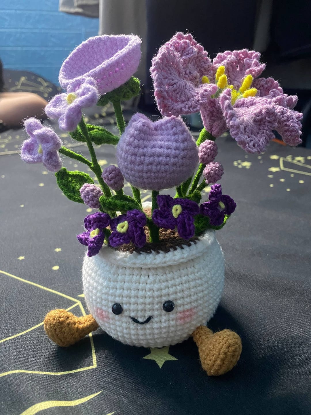 Customer photo review of Handmade Crochet Flower Pot – Forever Flower Bouquet, Cute Floral Desk Decor, Unique Gift