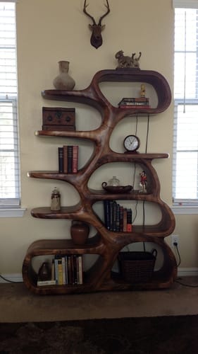 Customer photo review of Avelune Cascade Sculptural Solid Wood Display Bookshelf
