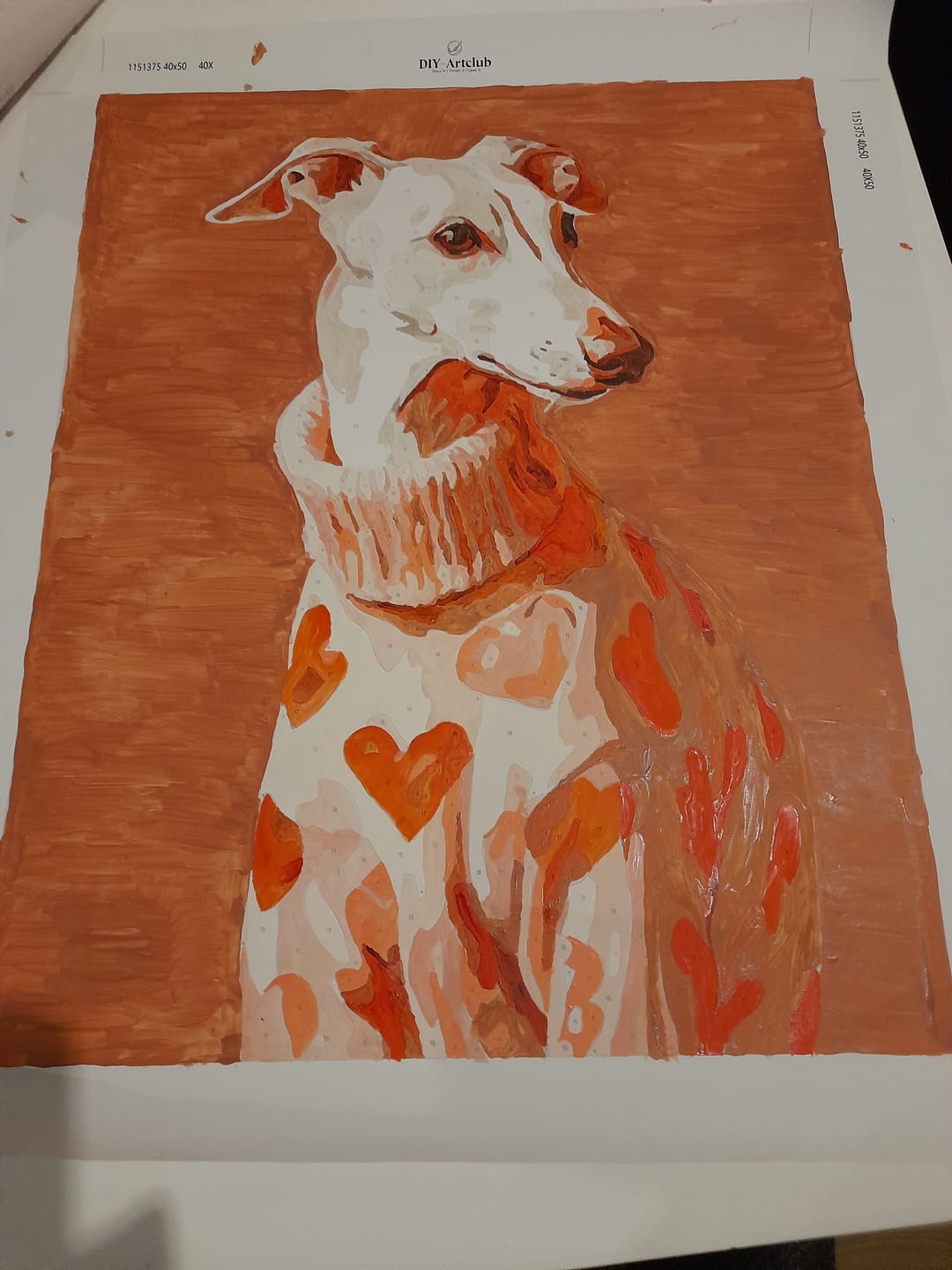 Customer photo review of Greyhound in Pink | Paint by Number