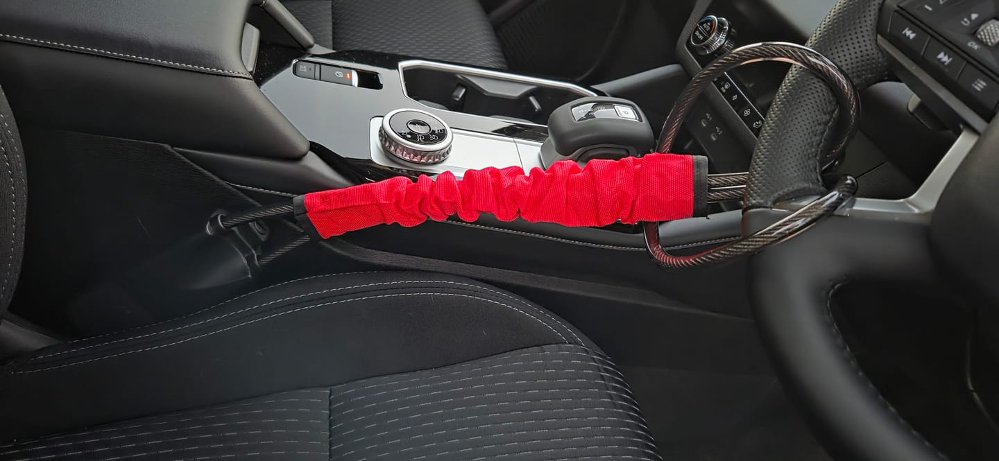 Customer photo review of Lock'd Car Defender — Visible Protection That Thieves Can't Ignore