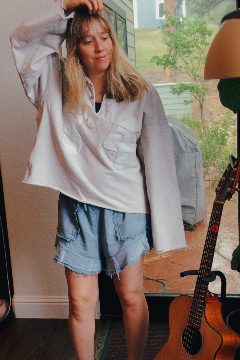 Customer photo review of Cleo Washed Fray Shorts