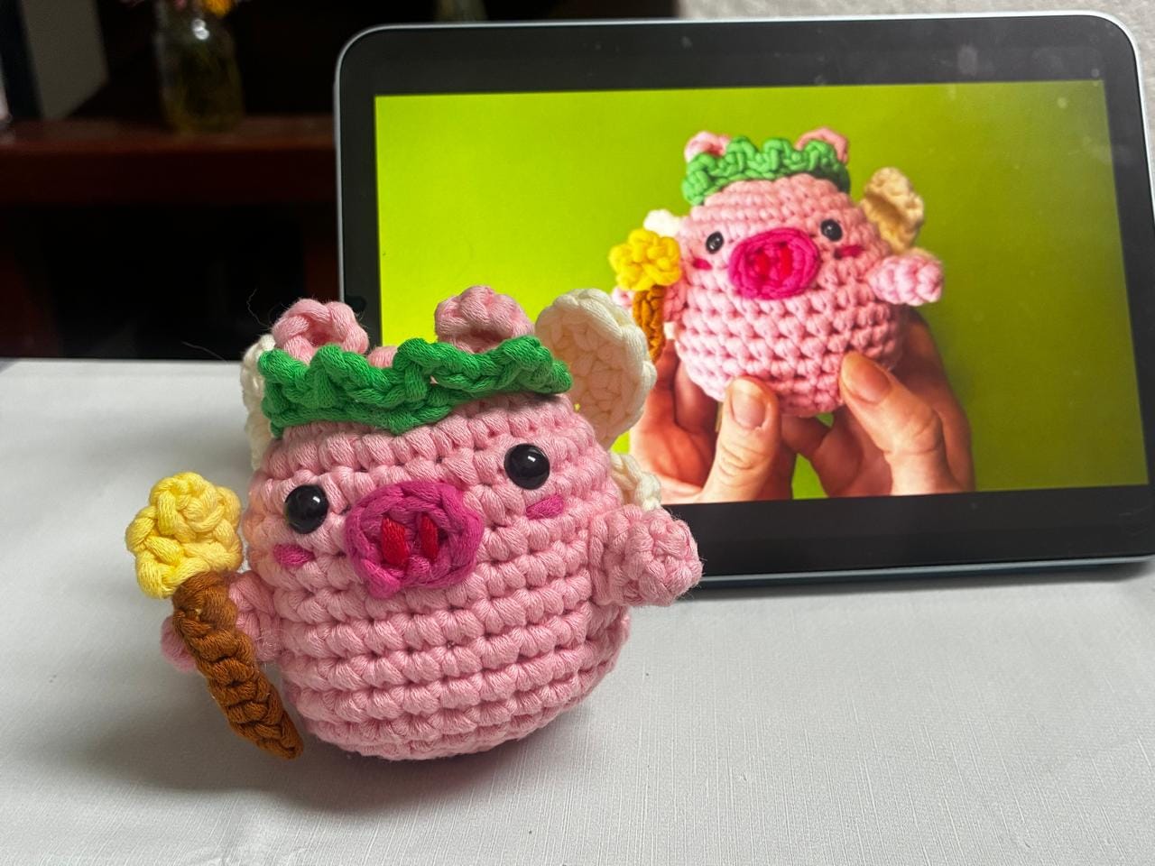 Customer photo review of Poppi The Fairy Pig Crochet Kit