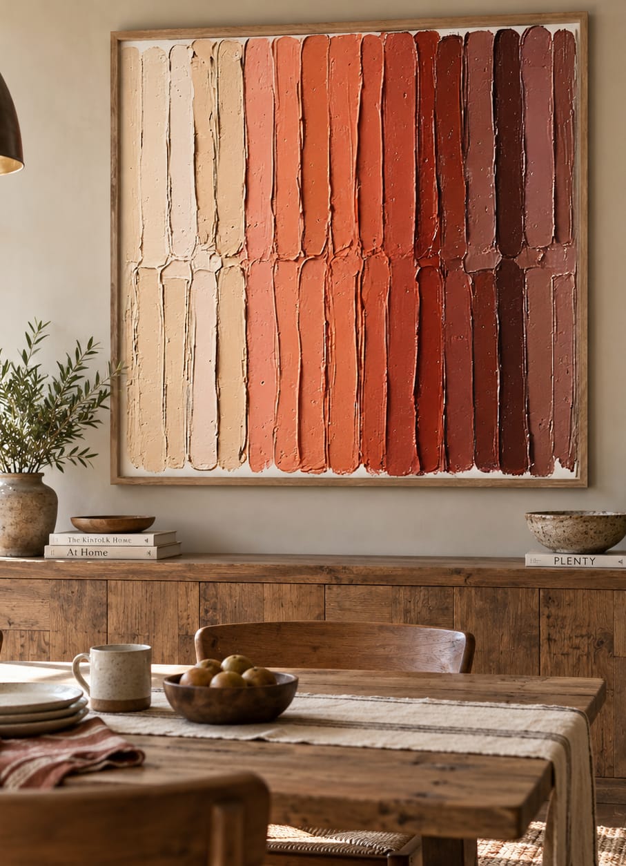 Customer photo review of Clay Rhythm-Terracotta Stripe Painting