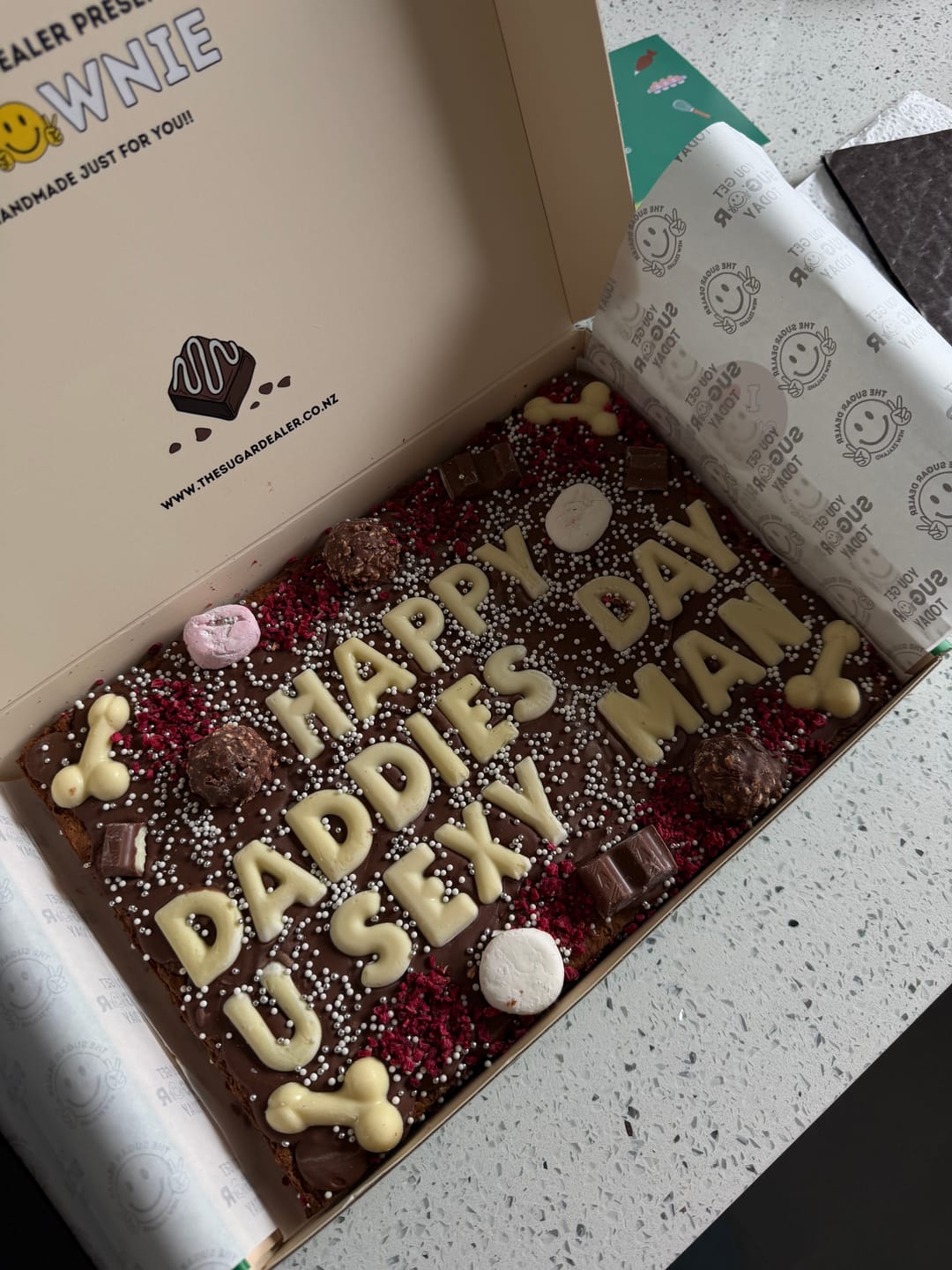 Customer photo review of Mega custom message dick brownie