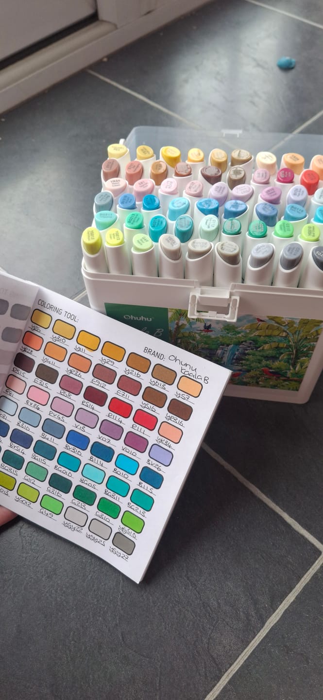 Customer photo review of Ohuhu Kaala B Dual Tips Alcohol Art Markers, Slim Broad & Mini Brush (New Color Codes)