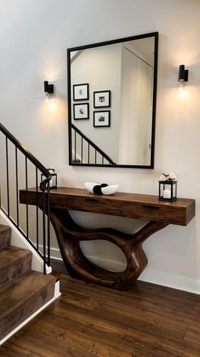 Customer photo review of Sculpted Aperture Console With Triple Drawers
