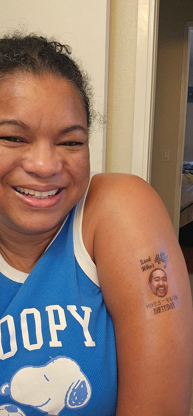 Customer photo review of Look Who's Birthday! Custom Tattoo