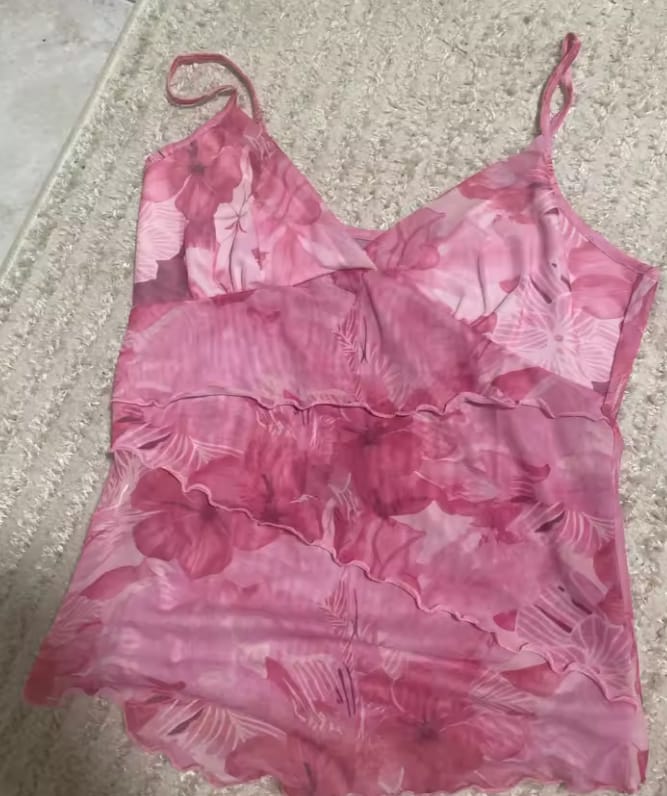 Customer photo review of Willa Mesh Wrap Cami