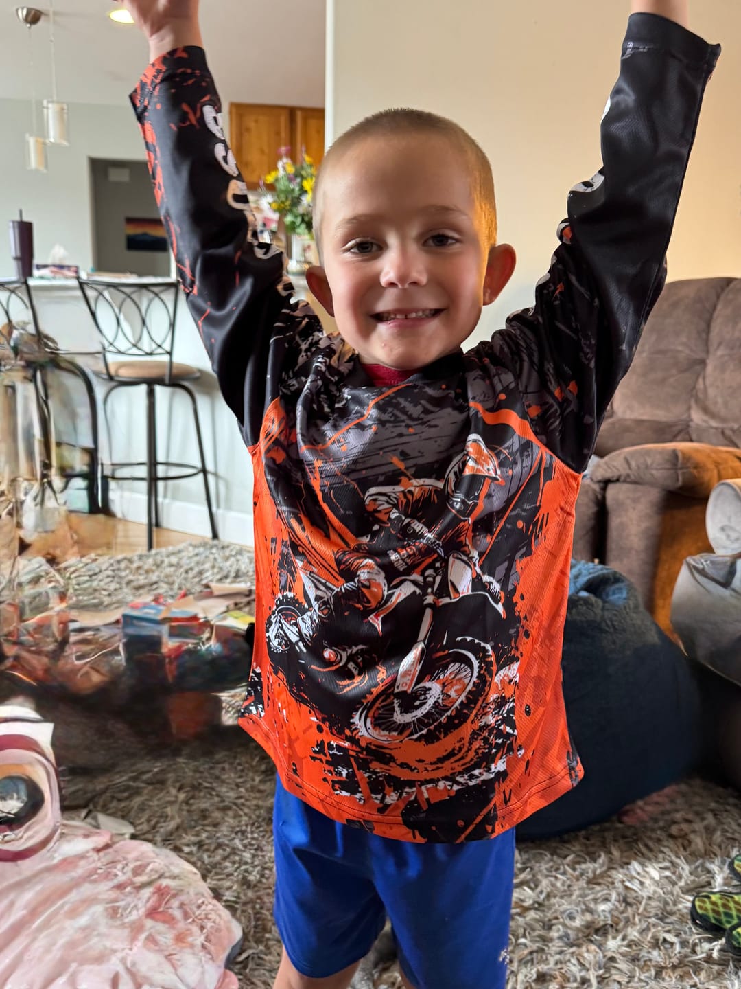 Customer photo review of Orange Youth Motorcycle Shirt Motocross Jersey Custom Dirt Bike Jersey Kid Men Women DNT54