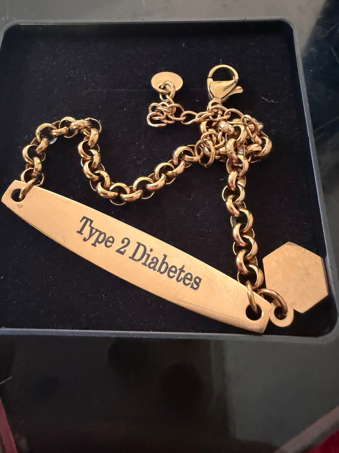 Customer photo review of Rose Gold Colour Medical Alert Bracelet with Medical Charm