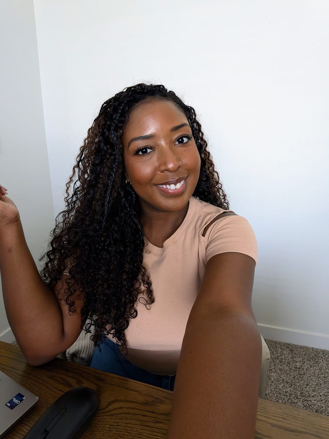 Customer photo review of #T1B/4 Ombre Burmese Curly Human Crochet Hair