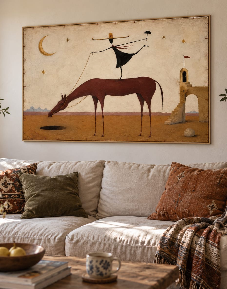Customer photo review of Moonlit Rider-Surreal Horse Painting