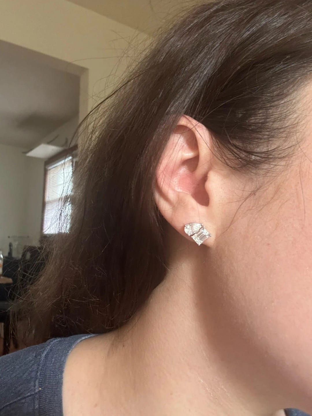 Customer photo review of Sara Moissanite Stud Earrings